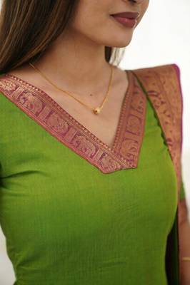 Parrot green jaquard  kanchi cotton kurti dupatta set 5