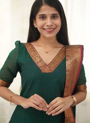Green jaquard  kanchi cotton kurti dupatta set 4