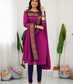 Pink jaquard  kanchi cotton kurti dupatta set