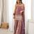 Dusty mauve sequence dori zari embroidered frendy silk kurta with bell bottom pant and dupatta