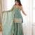 Sea green sequence dori zari embroidered frendy silk kurta with bell bottom pant and dupatta