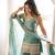 Sea green sequence dori zari embroidered frendy silk kurta with bell bottom pant and dupatta