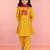 Girls mustard mul chanderi kurta set with pink dupatta | resham & applique embroidery | festive 3-piece
