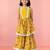 Girls yellow cotton schiffli digital floral blouse jacket with sharara set