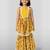 Girls yellow cotton schiffli digital floral blouse jacket with sharara set
