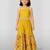 Girls yellow cotton schiffli digital floral blouse jacket with sharara set