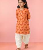 cotton animal print kurta with salwar set | three quarter sleeves | pakistani style | festive casual
