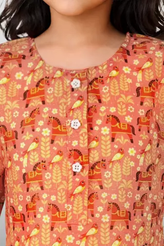 cotton animal print kurta with salwar set | three quarter sleeves | pakistani style | festive casual