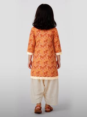 cotton animal print kurta with salwar set | three quarter sleeves | pakistani style | festive casual 4