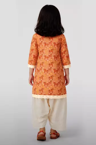cotton animal print kurta with salwar set | three quarter sleeves | pakistani style | festive casual