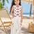 Girls red cotton thread embroidered clothing set with cargo pant