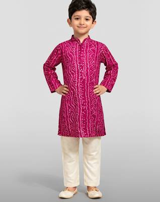 Boys falsa pure cotton bandhani digital print kurta pyjama set 1