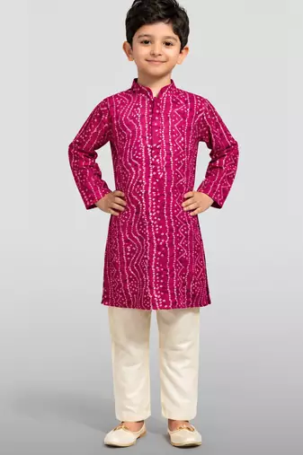 Boys falsa pure cotton bandhani digital print kurta pyjama set