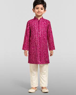 Boys falsa pure cotton bandhani digital print kurta pyjama set 3