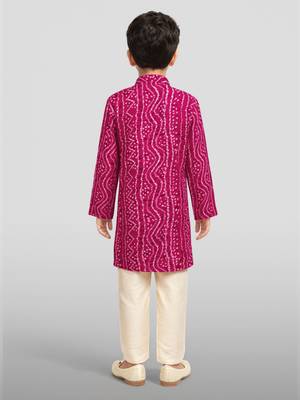 Boys falsa pure cotton bandhani digital print kurta pyjama set 4