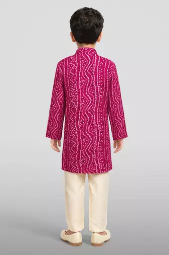 Boys falsa pure cotton bandhani digital print kurta pyjama set