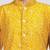 Boys yellow cotton cambric bandhani screen print kurta pyjama set