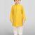 Boys yellow cotton cambric bandhani screen print kurta pyjama set