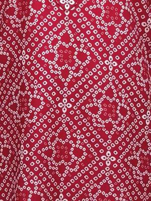 Boys red cotton cambric bandhani screen print kurta pyjama set 5