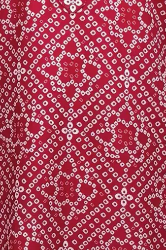 Boys red cotton cambric bandhani screen print kurta pyjama set