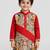 Boys red cotton digital print kurta & pyjama set