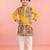 Boys yellow cotton printed kurta pyjama set
