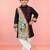 Boys black cotton embroidered kurta pyjama set