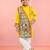 Boys yellow cotton embroidered kurta pyjama set