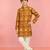 Boys yellow rayon patola printed kurta pyjama set