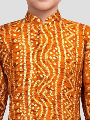 Boys mustard cotton bandhani kurta patiala set 2