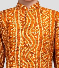 Boys mustard cotton bandhani kurta patiala set