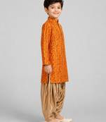 Boys mustard cotton bandhani kurta patiala set