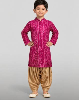 Boys falsa cotton bandhani kurta patiala set 1