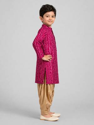 Boys falsa cotton bandhani kurta patiala set 3