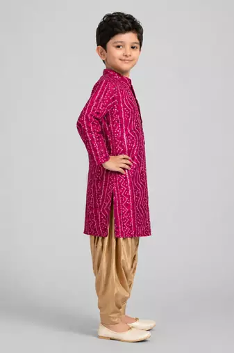 Boys falsa cotton bandhani kurta patiala set