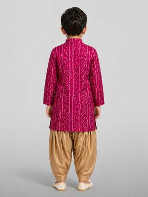Boys falsa cotton bandhani kurta patiala set 4