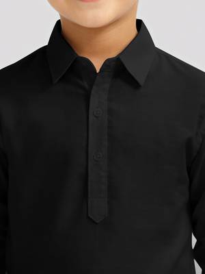 Boys black viscose silk kurta patiala set 2
