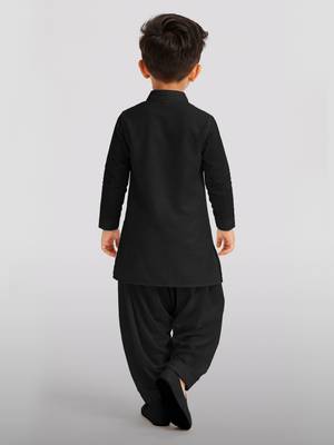 Boys black viscose silk kurta patiala set 4