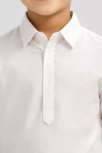 Boys white viscose silk kurta patiala set