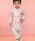 Baby boys pink pure cotton embroidered kurta pyjama set