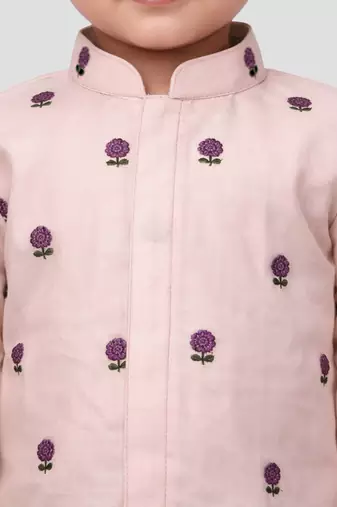 Baby boys pink pure cotton embroidered kurta pyjama set