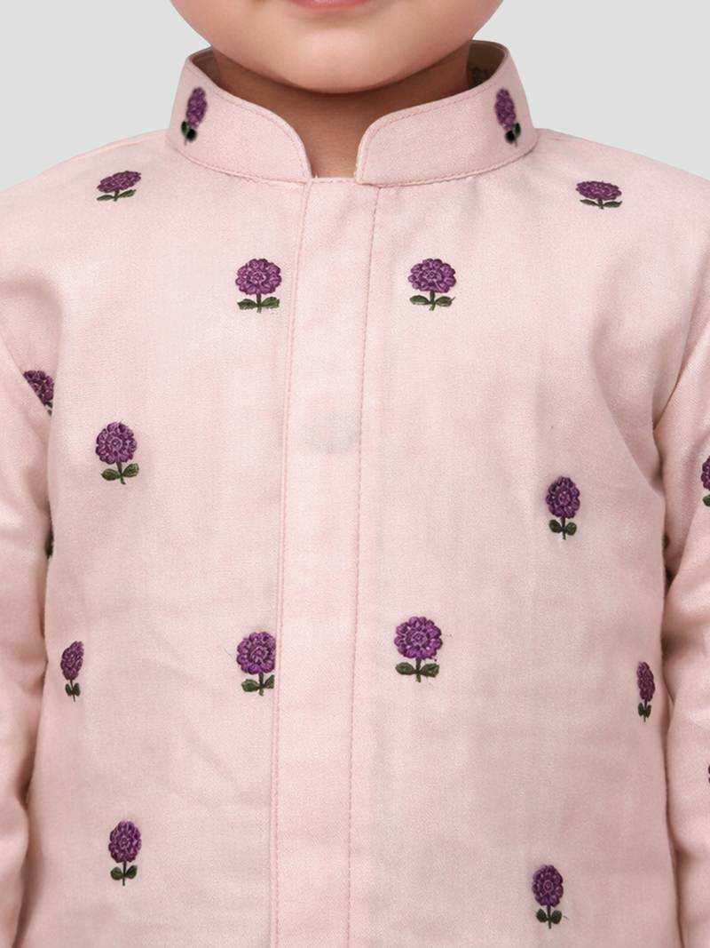 Baby boys pink pure cotton embroidered kurta pyjama set