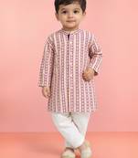 Baby boys onion pink pure cotton printed kurta pyjama set