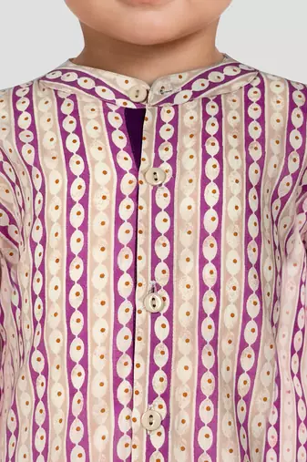 Baby boys onion pink pure cotton printed kurta pyjama set