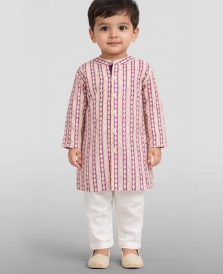 Baby boys onion pink pure cotton printed kurta pyjama set 3
