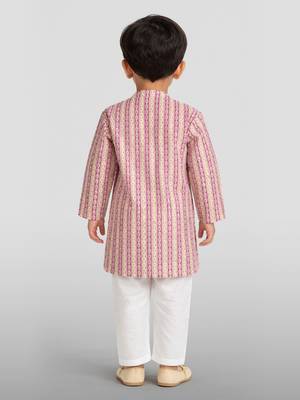 Baby boys onion pink pure cotton printed kurta pyjama set 4