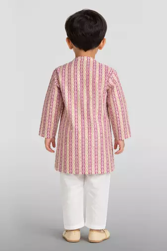 Baby boys onion pink pure cotton printed kurta pyjama set