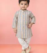 Baby boys aqua pure cotton printed kurta pyjama set