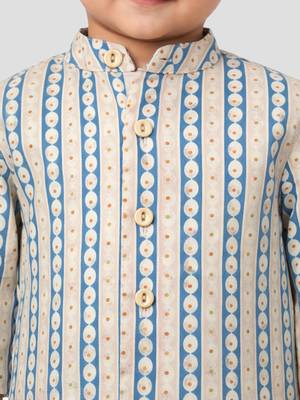 Baby boys aqua pure cotton printed kurta pyjama set 2