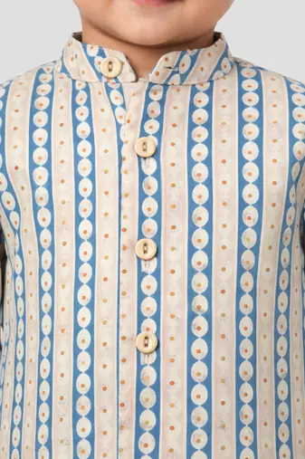 Baby boys aqua pure cotton printed kurta pyjama set